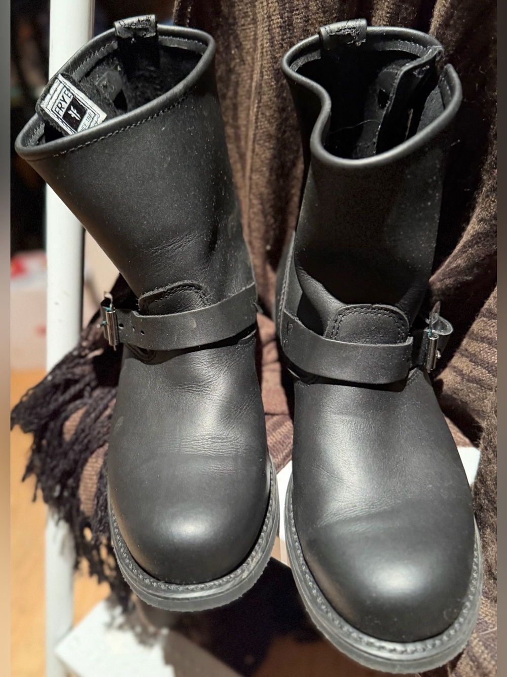 Frye Matte Black Harness Booties